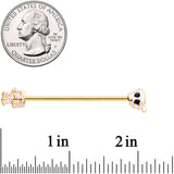 14G Black Gem Gold Tone Mummy Halloween Industrial Barbell 38mm