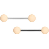 14G 9/16 Cream Peach Matte Barbell Nipple Ring Set of 4