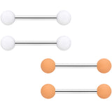 14G 9/16 Tan White Matte Barbell Nipple Ring Set of 4