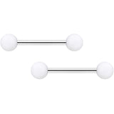 14G 9/16 Hot Pink White Matte Barbell Nipple Ring Set of 4