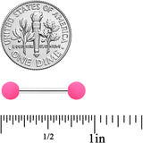 14G 9/16 Hot Pink White Matte Barbell Nipple Ring Set of 4