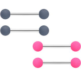 14G 9/16 Hot Pink Grey Matte Barbell Nipple Ring Set of 4