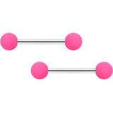 14G 9/16 Hot Pink Grey Matte Barbell Nipple Ring Set of 4
