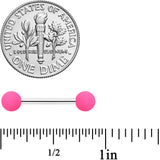 14G 9/16 Hot Pink Grey Matte Barbell Nipple Ring Set of 4