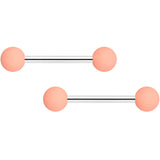 14G 9/16 Peach Matte Barbell Nipple Ring Set