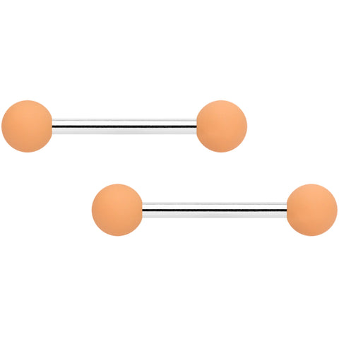 14G 9/16 Tan Matte Barbell Nipple Ring Set