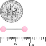 14G 9/16 Petal Pink Matte Barbell Nipple Ring Set