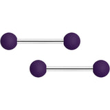14G 9/16 Dark Purple Matte Barbell Nipple Ring Set