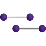 14G 9/16 Purple Matte Barbell Nipple Ring Set