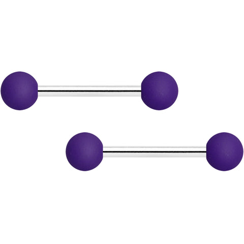 14G 9/16 Purple Matte Barbell Nipple Ring Set