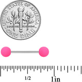 14G 9/16 Hot Pink Matte Barbell Nipple Ring Set
