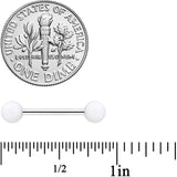 14G 9/16 White Matte Barbell Nipple Ring Set