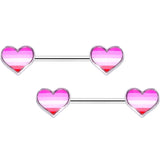 14G 9/16 Lesbian Pride Heart Barbell Nipple Ring Set