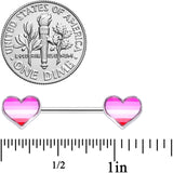 14G 9/16 Lesbian Pride Heart Barbell Nipple Ring Set