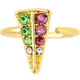 18G 3/8 Pink Green Gem Gold Tone Triangle Nose Hoop