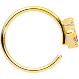 18G 3/8 Pink Green Gem Gold Tone Triangle Nose Hoop