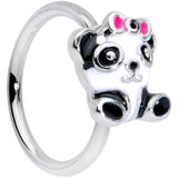 18G 3/8 Black White Precious Panda Nose Hoop