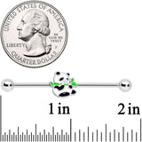 14G Black White Hungry Panda Bear Industrial Barbell 38mm