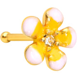 20G 1/4 Clear Gem Gold Tone Pretty Little Flower Nose Bone