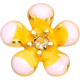 20G 1/4 Clear Gem Gold Tone Pretty Little Flower Nose Bone