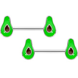 14G 9/16 Groovy Green Avocado Barbell Nipple Ring Set