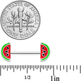 14G 9/16 Red Green Juicy Watermelon Barbell Nipple Ring Set