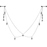 14G 9/16 Black Gem Spider Cross Halloween Dangle Nipple Chain