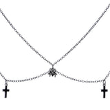 14G 9/16 Black Gem Spider Cross Halloween Dangle Nipple Chain