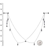 14G 9/16 Black Gem Spider Cross Halloween Dangle Nipple Chain