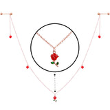 14G 9/16 Gold Tone Red Flower Valentine Dangle Nipple Chain