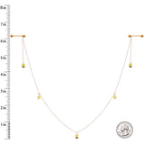 14G 9/16 Gold Tone Yellow Flower Bee Dangle Nipple Chain