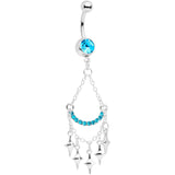 Aqua Gem Double Drama Chandelier Dangle Belly Ring