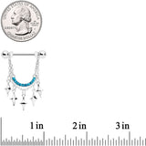 14G 9/16 Aqua Gem Drama Dangle Nipple Ring Set