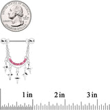 14G 9/16 Pink Gem Drama Dangle Nipple Ring Set