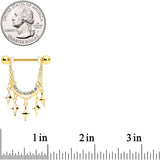 14G 9/16 Clear Gem Gold Tone Drama Dangle Nipple Ring Set