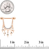 14G 9/16 Clear Gem Rose Gold Tone Drama Dangle Nipple Ring Set