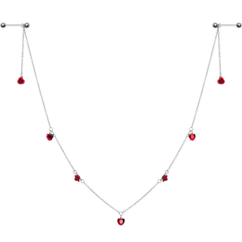 14G 9/16 Red Rose Flower Valentine Dangle Nipple Chain