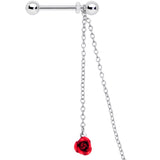 14G 9/16 Red Rose Flower Valentine Dangle Nipple Chain