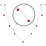 14G 9/16 Red Rose Flower Valentine Dangle Nipple Chain