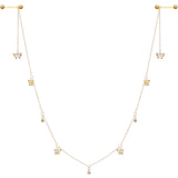 14G 9/16 Clear Gem Gold Tone Butterfly Dangle Nipple Chain
