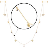 14G 9/16 Clear Gem Gold Tone Butterfly Dangle Nipple Chain