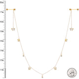 14G 9/16 Clear Gem Gold Tone Butterfly Dangle Nipple Chain