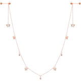 14G 9/16 Clear Gem Rose Gold Tone Butterfly Dangle Nipple Chain