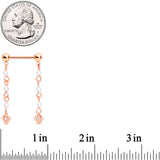 14G 5/8 Clear CZ Gem Rose Gold Tone Orb Dangle Nipple Ring Set