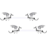 14G 9/16 Clear Gem Bioplast Dragon Barbell Nipple Ring Set