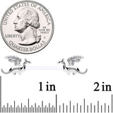 14G 9/16 Clear Gem Bioplast Dragon Barbell Nipple Ring Set