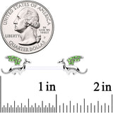 14G 9/16 Green Gem Bioplast Dragon Barbell Nipple Ring Set