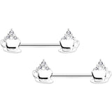 14G 9/16 Clear Gem Hot Cocoa Barbell Nipple Ring Set
