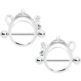 14G 5/8 Clear Gem Teapot Nipple Shield Set