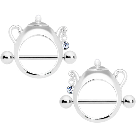 14G 5/8 Clear Gem Teapot Nipple Shield Set